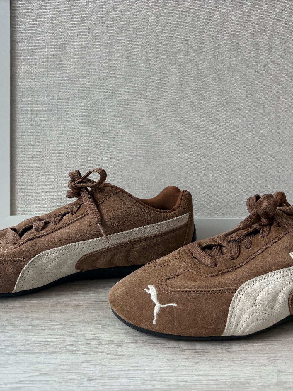 Puma Size 9 Women’s Brown Suede Sneakers with Cream Formstrip